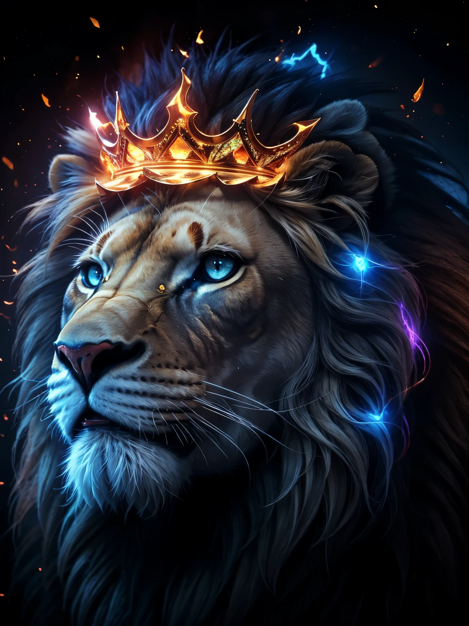 Lion, Divine Lion, naturals, naturals, ferocious, masculine, mighty, golden lion, Powerful Lion, beautiful nature, Great Realistic Lion, FullHD 8k, Light of sky, twilight, ferocious, Criatura ferocious, furious lion, Detailed Realistic Lion, Ultra Realistic HD Light, Photorealistic Detailed Shadows, UltraHD Photorealistic Definition, sunset night, Clear sky Sun, Blue Bolts, Thunders, detailed realistic face, 8k Detailed Realistic White Lion, ultrarealistic 8k |Energia de thunder realista detalhada, Strong Creature realista detalhada, Strong Creature, Lion macho, Rendering, Fotorrealista 8k, UltraHD Alta definição 8k, Detailed Realistic 16k, Nitidez Fotorrealista 8k, 16K photorealistic textures, Contraste Fotorrealista 8k, Sombras Fotorrealistas 8k, Luzes Fotorrealistas 8k, Detailed Realistic Sunset, Detailed Realistic Lion Face, Detailed realistic light, detailed textures, thunder, detailed shadows, detailed colors, Celestial Electricity, Golden thunder, Lion realista, Ultra Realistic 16k, Realistic 16k, Realistic 16k sharpness, 16K photorealistic textures, 16K realistic colors, powerful creature, Majestic power, Power of Heaven, Great Divine, detailed contrast, realistic contrast, high resolution, detailed colors, fire, villany, divine creature, 8k, realistic detailed, 16K, 8k, High definition, detailed contrast, realistic contrast, high resolution, detailed colors, fire, villany, divine creature, realistic detailed, posh, chic, Rosto ferocious, Furor, strong powerful, Elegância ferocious,