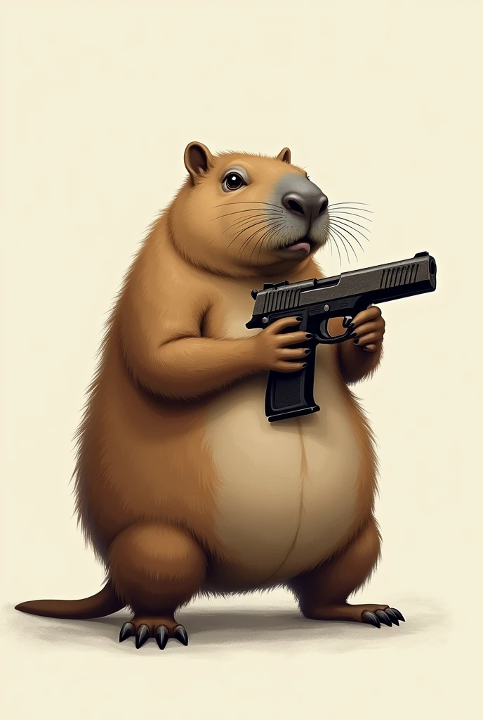 drawing of capybara with gun