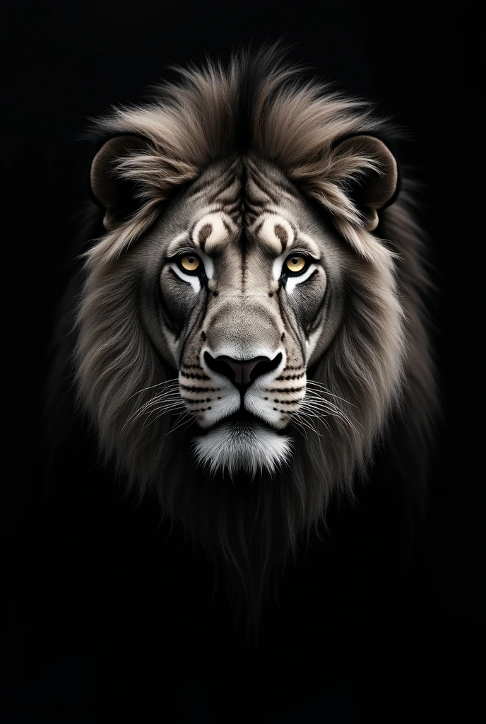 face of a lion with a black background