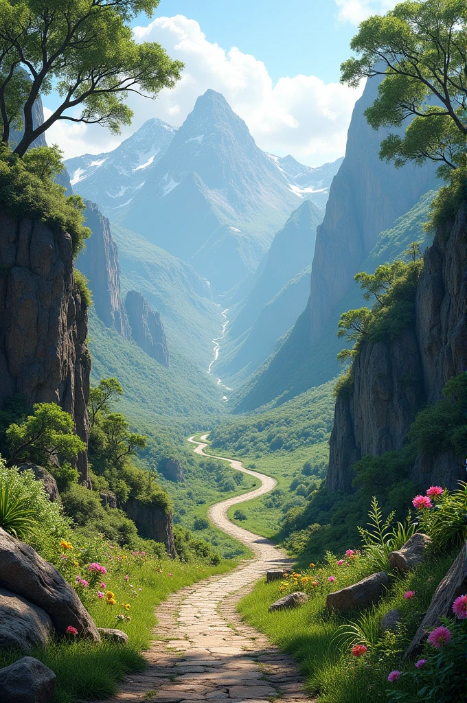 Andean landscape with nature on a horseshoe path 