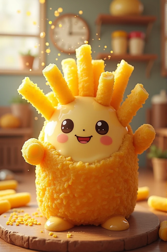 Create a character that combines pudding and French fries