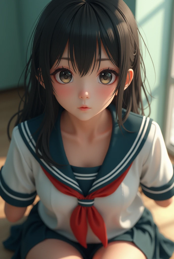 Ulsan-6500-V1.1,(RAW Photos:1.2), (Realistic:1.4), Random Pause,Beautiful girl with great care, Very detailedな目と顔, Finely beautiful eyes, absurdes, Unbelievably ridiculous, Large file size, Very detailedな, High resolution, Very detailed,Highest quality,masterpiece,((Japanese Girls' High School Uniform)),Awareness-raising,Very detailed,CG,Unified,8k wallpaper,Great cleavage,finely,masterpiece,Highest quality,Very detailed的 CG Unified 8k wallpaper,Face Light,Cinema Lighting, 1 girl, 2,(Wear glasses),(((Dynamic pose))),(naked lower body),((pantyhose)),((Sit with your legs apart)),(With open arms)(naked).Cute Freckles.Mole under left eye,