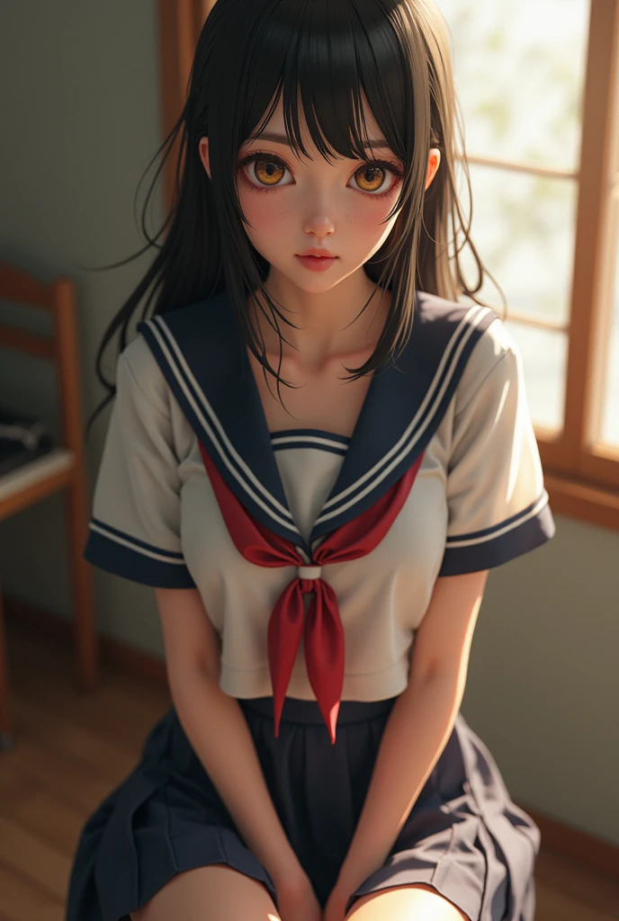 Ulsan-6500-V1.1,(RAW Photos:1.2), (Realistic:1.4), Random Pause,Beautiful girl with great care, Very detailedな目と顔, Finely beautiful eyes, absurdes, Unbelievably ridiculous, Large file size, Very detailedな, High resolution, Very detailed,Highest quality,masterpiece,((Japanese Girls' High School Uniform)),Awareness-raising,Very detailed,CG,Unified,8k wallpaper,Great cleavage,finely,masterpiece,Highest quality,Very detailed的 CG Unified 8k wallpaper,Face Light,Cinema Lighting, 1 girl, 2,(Wear glasses),(((Dynamic pose))),(naked lower body),((pantyhose)),((Sit with your legs apart)),(With open arms)(naked).Cute Freckles.Mole under left eye,