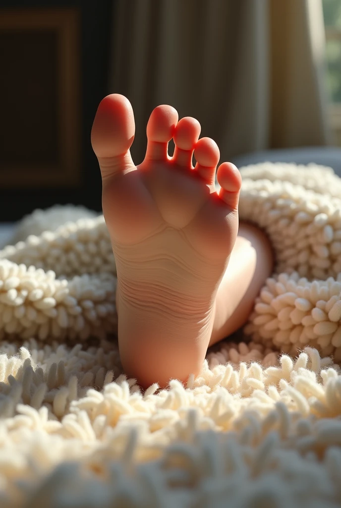 Beautiful, very, very realistic foot on a carpet