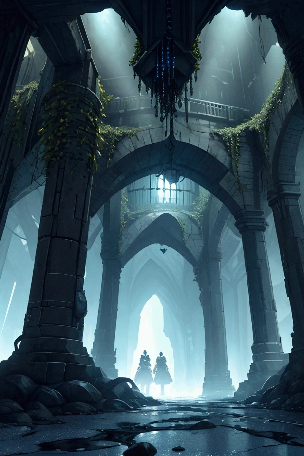There was a great kingdom under the ground, gloomy caves, mostly done by robots, streets with only lighting, dark dome ceiling with lights, proof, water looks stagnant and artificial flowers, negative science fantasy, best picture quality.