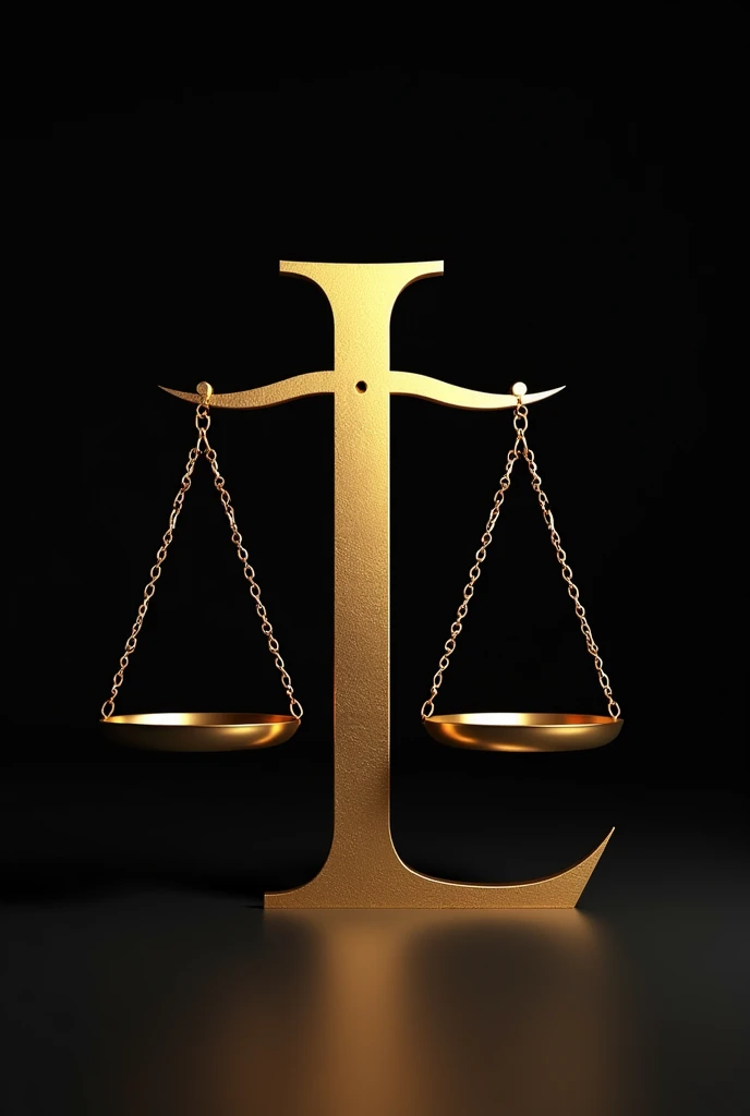 In the middle of the Scales the letter L in gold on a black background 