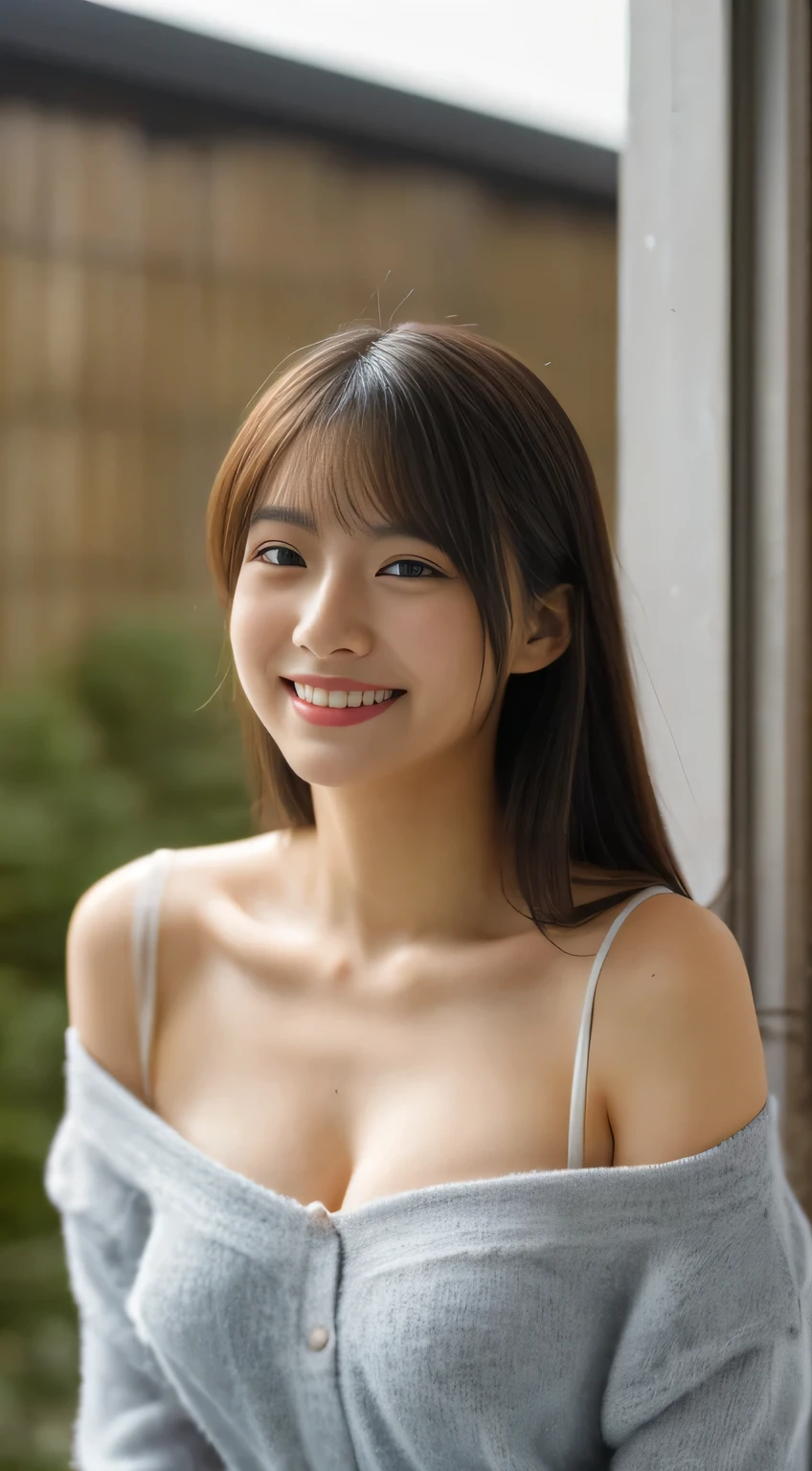 masterpiece,best quality,(Japanese girl),((Beautiful girl)),cleavage,(off shoulder:1.2),(perfect body beauty:1.2),(shy smile),From above