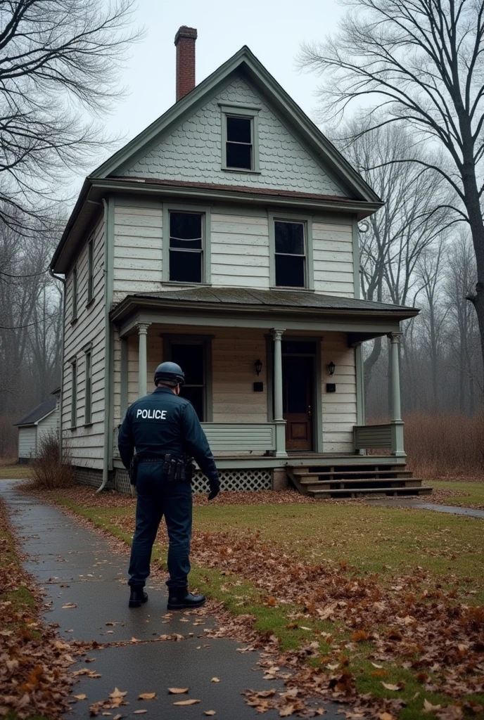 Police arriving outside an abandoned house