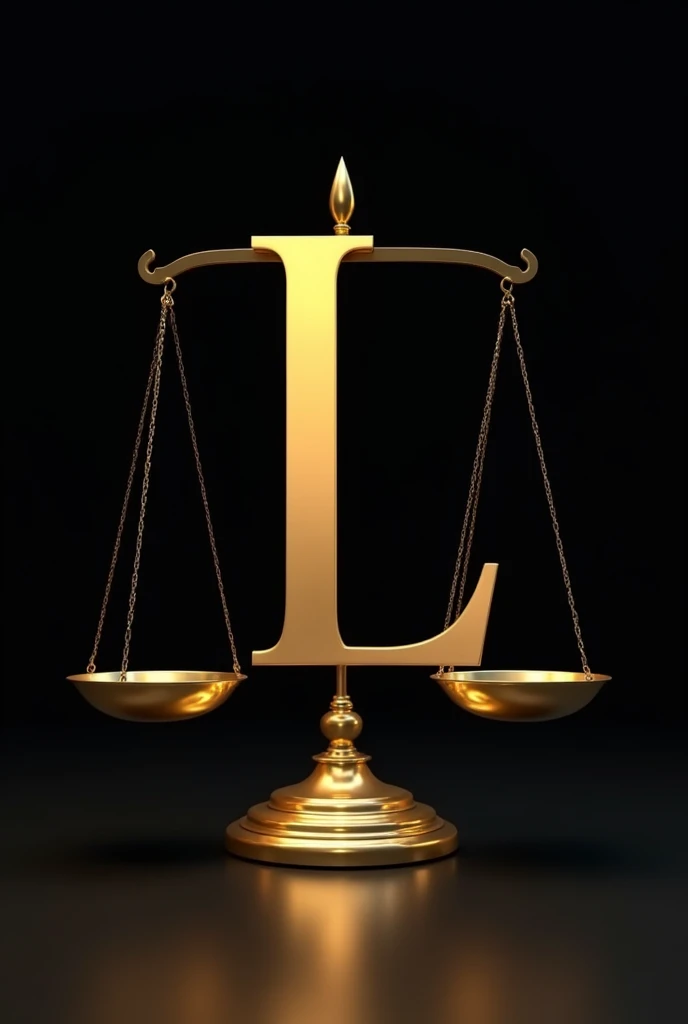 In the middle of the Scales the letter L in gold on a black background