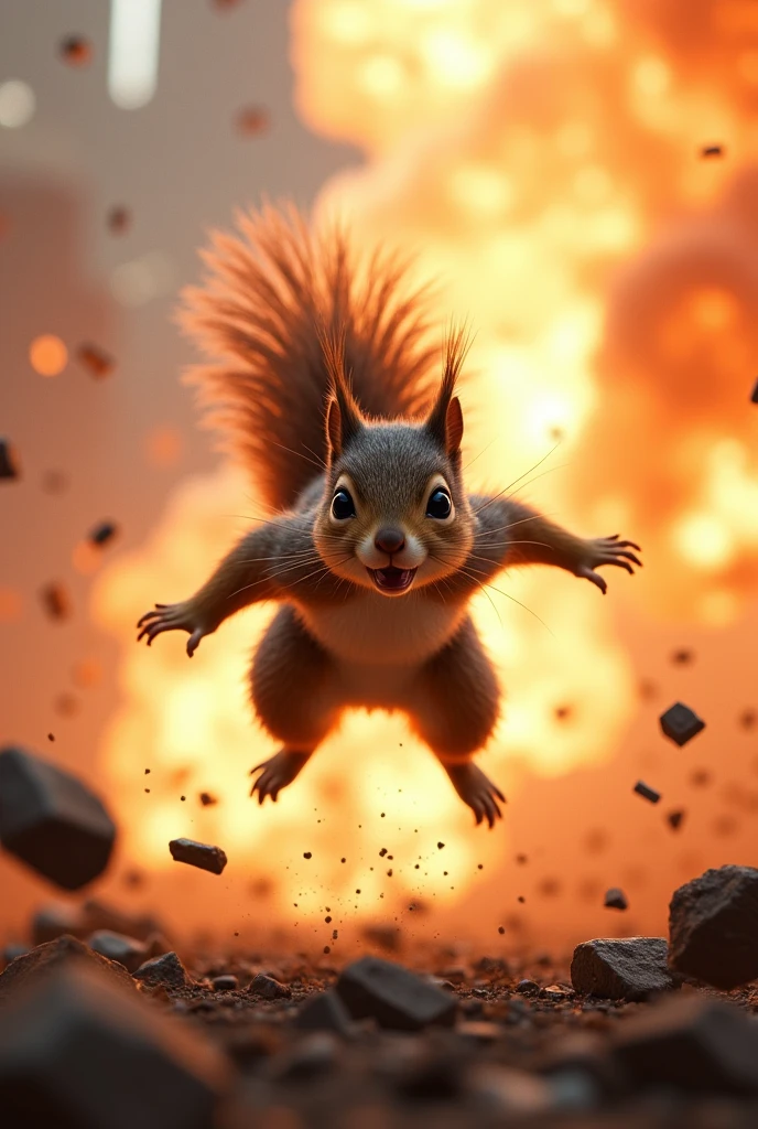 Squirrel jumping in epic explosion 