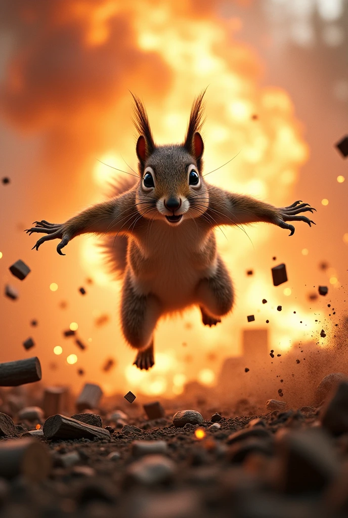 Squirrel jumping in most epic explosion