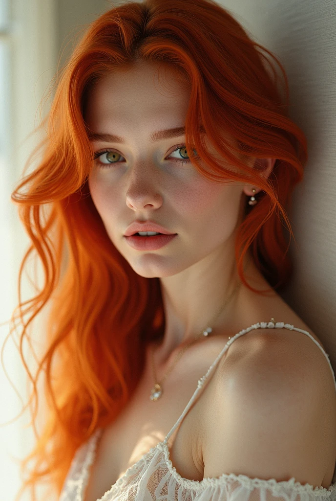 Girl 2 beautiful red hair slim  