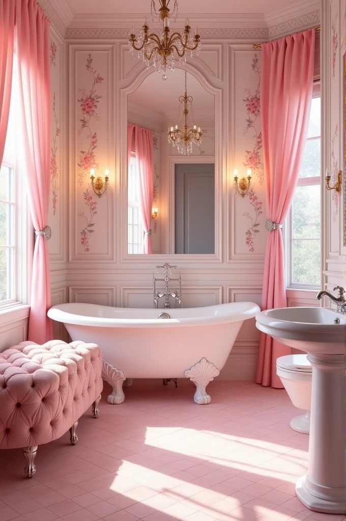 Romantic pink style bathrooms
