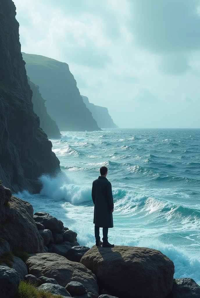 A person watching the ocean