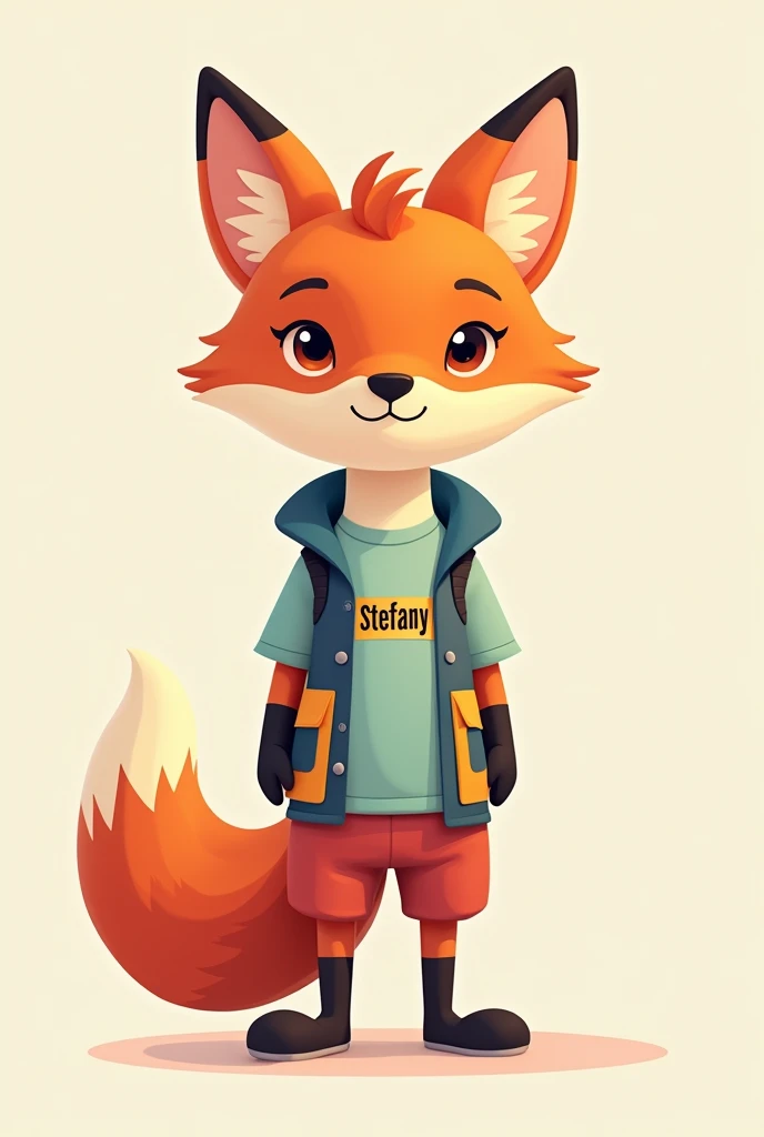 Fox wearing clothes with Stefany printed on them
