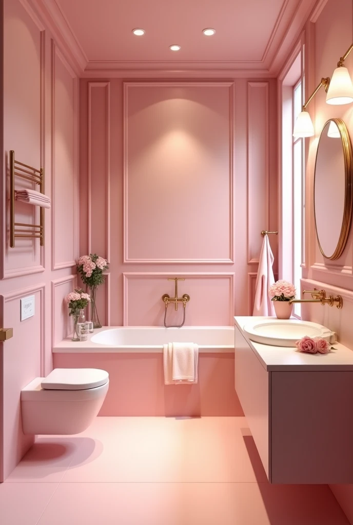 Romantic pink style bathrooms without tub for restaurant
