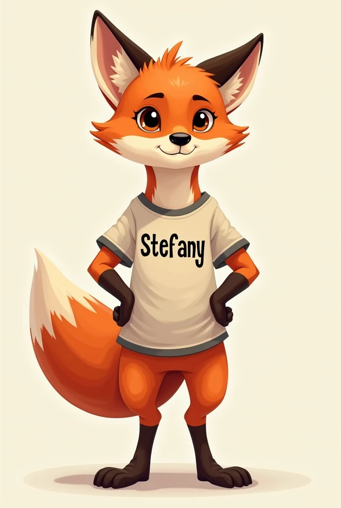 Fox wearing clothes with Stefany printed on them