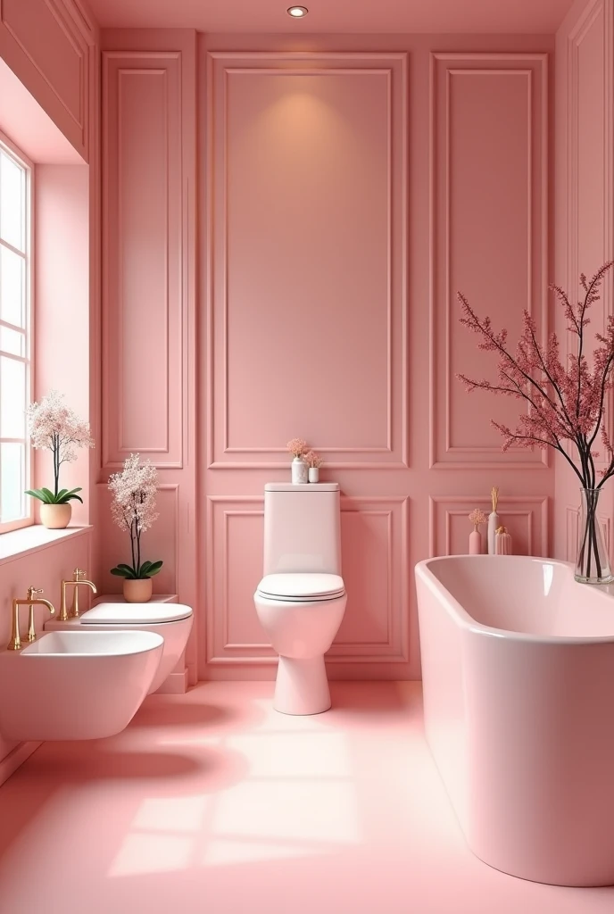 Romantic pink style bathrooms without tub for restaurant, remove the tub, only toilet bowls