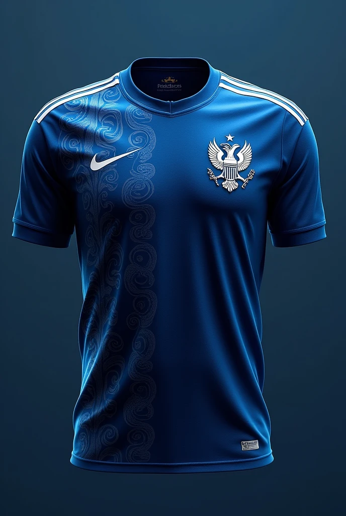 A very nice blue football shirt with a shield of an imperial eagle in the upper right corner, the shirt has to have stripes that look like a snake with little opacity