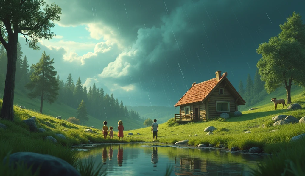 In 3D animation.What lessons do the crane children learn from the experience of the storm?