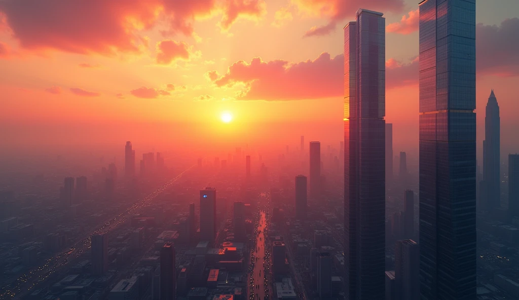 A sunrise over a new city or landscape, symbolizing a new era of progress and opportunity. The mood should be hopeful and forward-looking. --ar 16:9