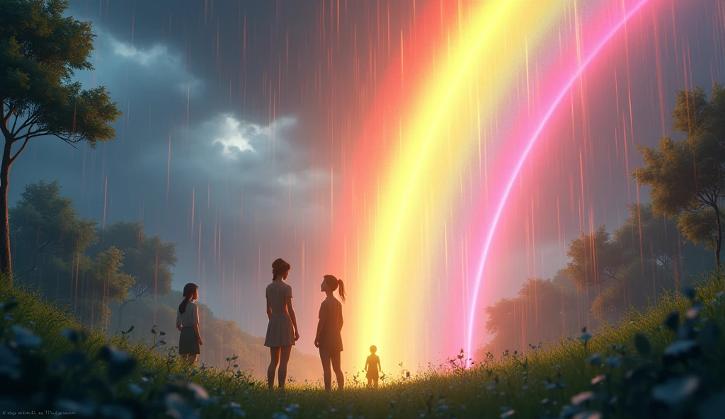 In 3D animation.Describe the significance of the rainbow at the end of the story.