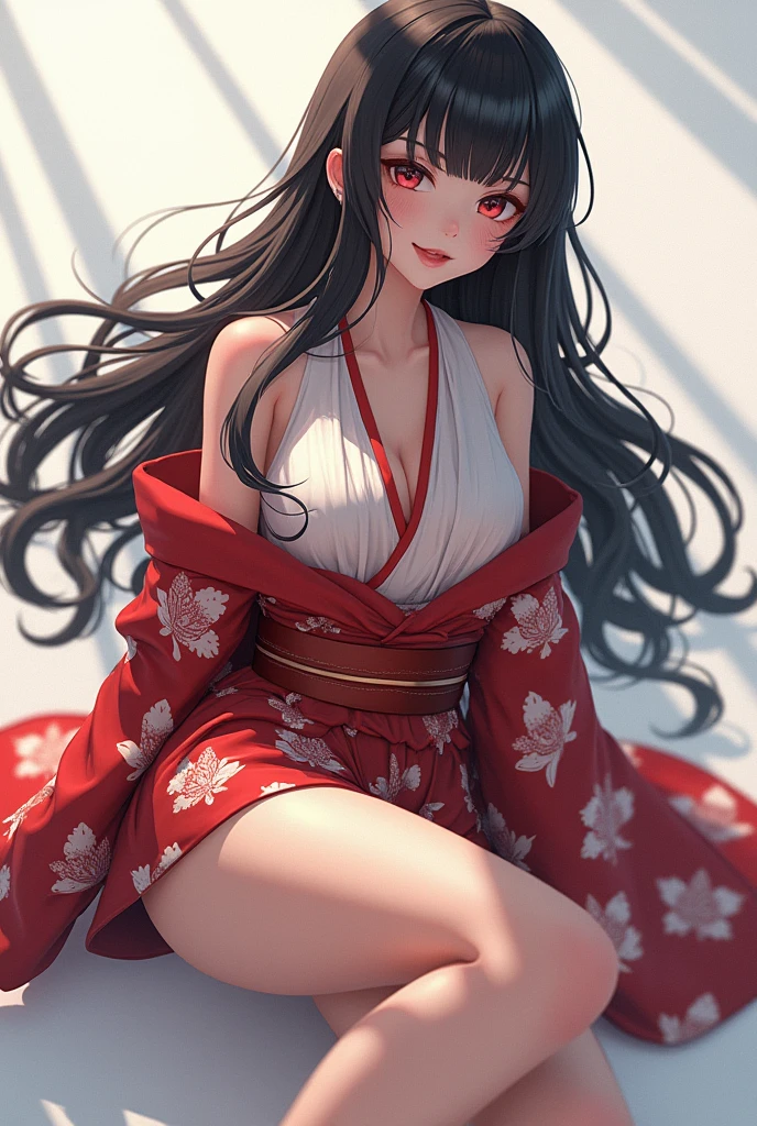 (top-quality,hyperdetailed face),Wearing a yukata,Colossal ,(((On the bet:1.4))),,A dark-haired,Beautuful Women,pretty pose,Ultra-detailed legs,an legs,thighs thighs thighs thighs,