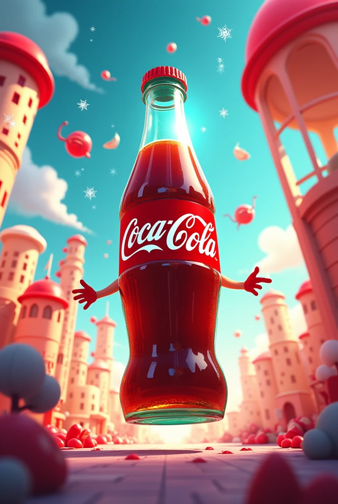 Can you make me an illustration for a Coca-Cola campaign that is interesting and eye-catching? That is animated. 