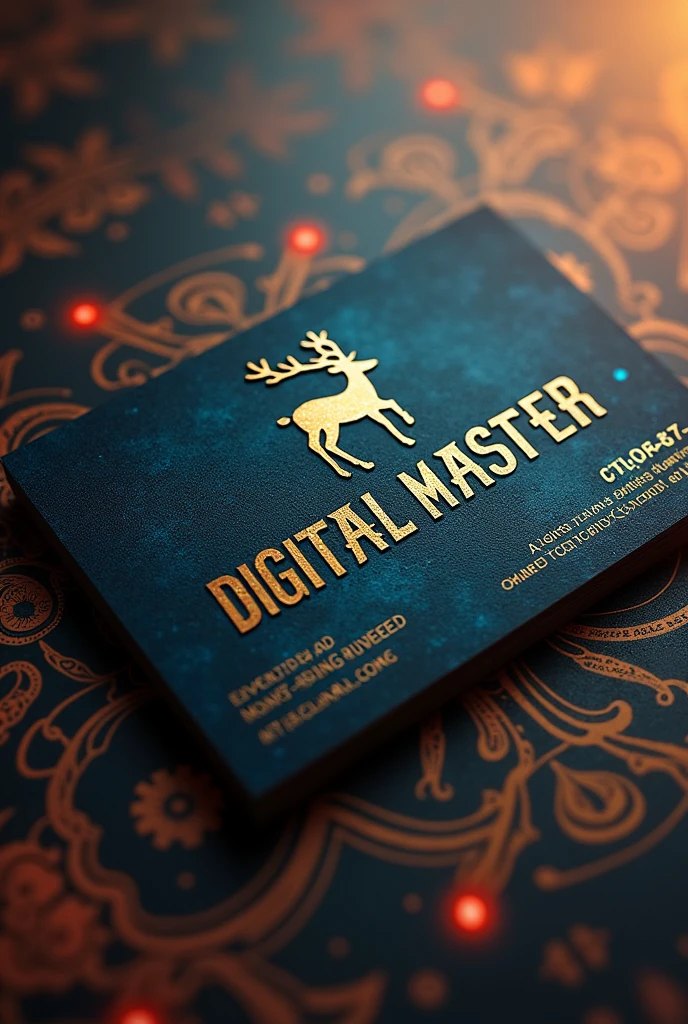 A business card with the digital master logo with a biblical text that has 3 points: advertising, reindeer and background and more It will be a pleasure to ist you Cell phone 5952-4247