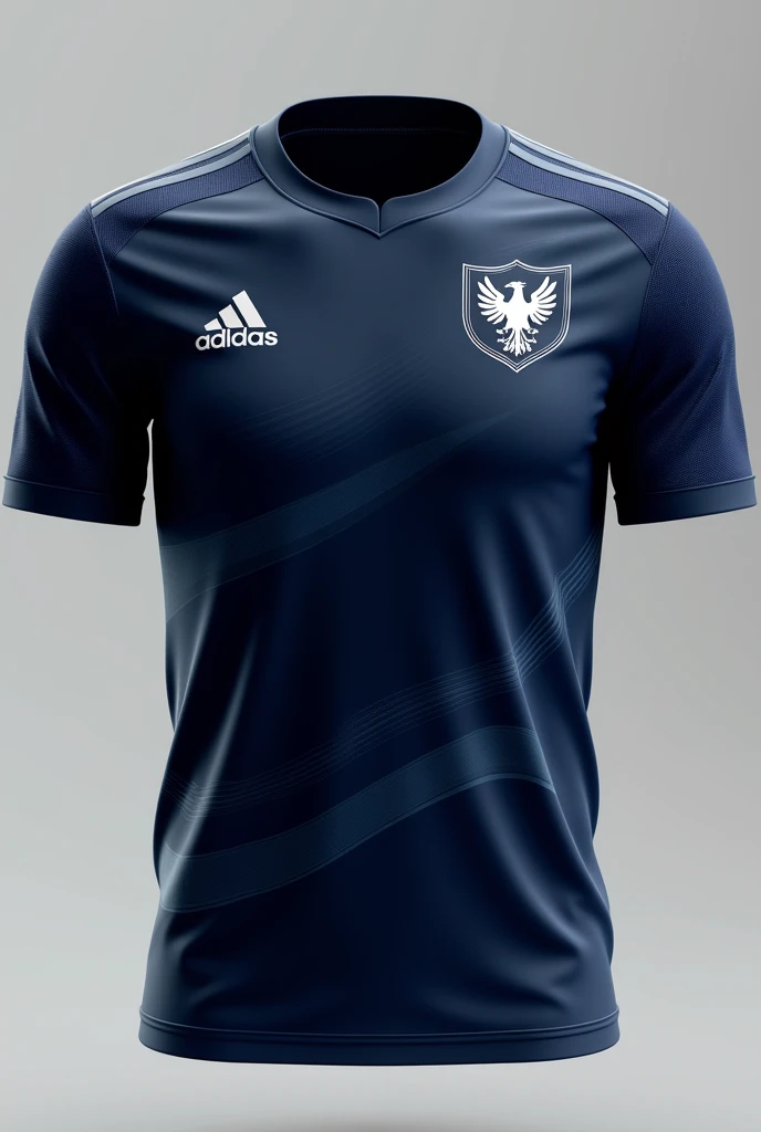 A very nice blue football shirt with a shield of an imperial eagle in the upper right corner, the shirt has to have stripes that look like a snake with little opacity and it also has to have the front and back