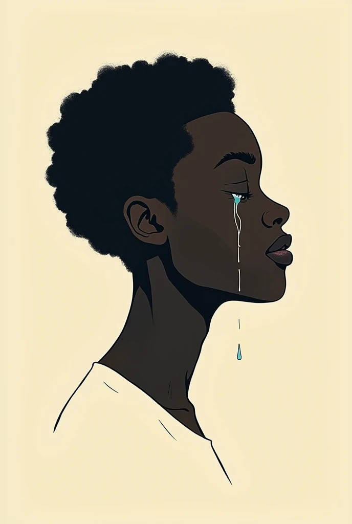 combating racism. Simple as a drawing. With the profile of a simple-looking black person crying