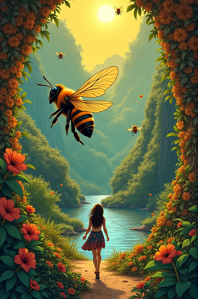Create a comic strip of the chapter fly fly queen bee from the work of Petronela Fortuna 
