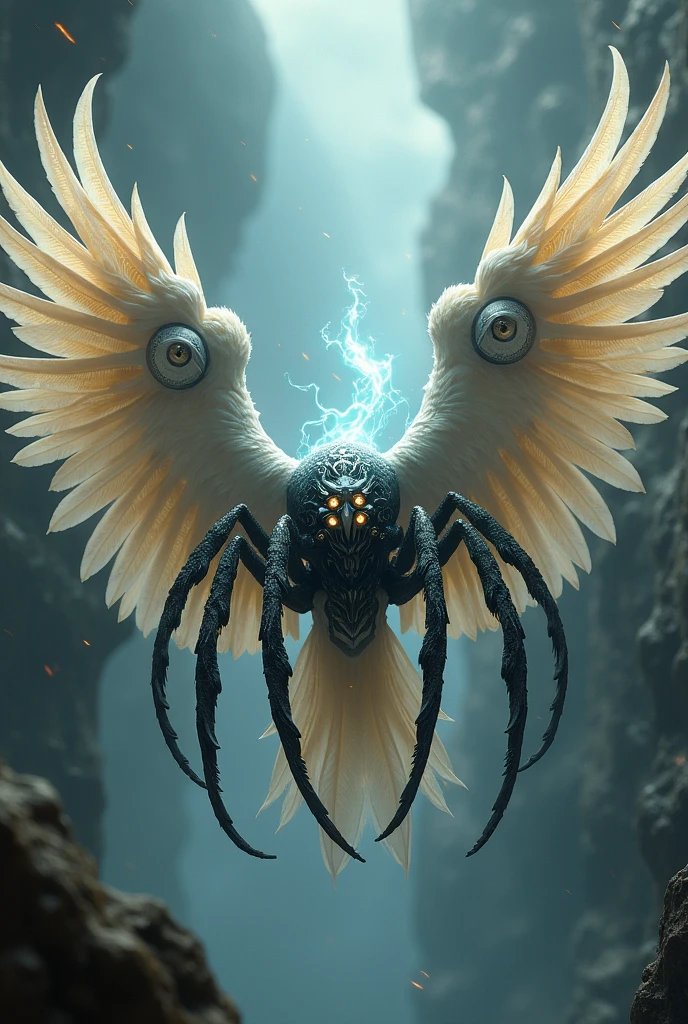 make a legendary and magestic spider with owl wings