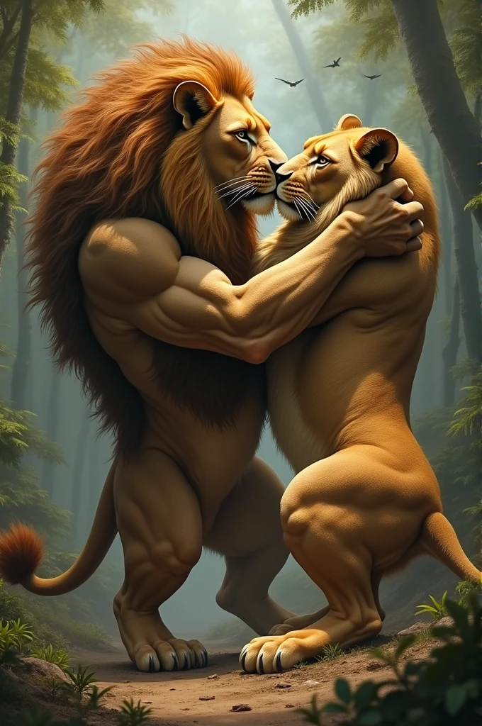 A lion in intercourse