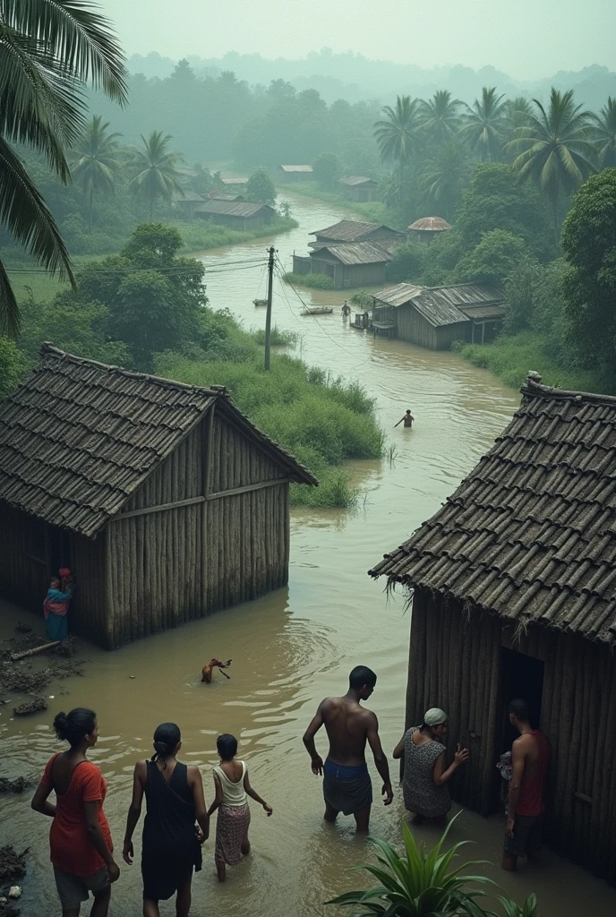 বাংলাদেশের বন্যার পরিস্থিতি নিয়ে একটা পিকচার বানিয়ে দাও