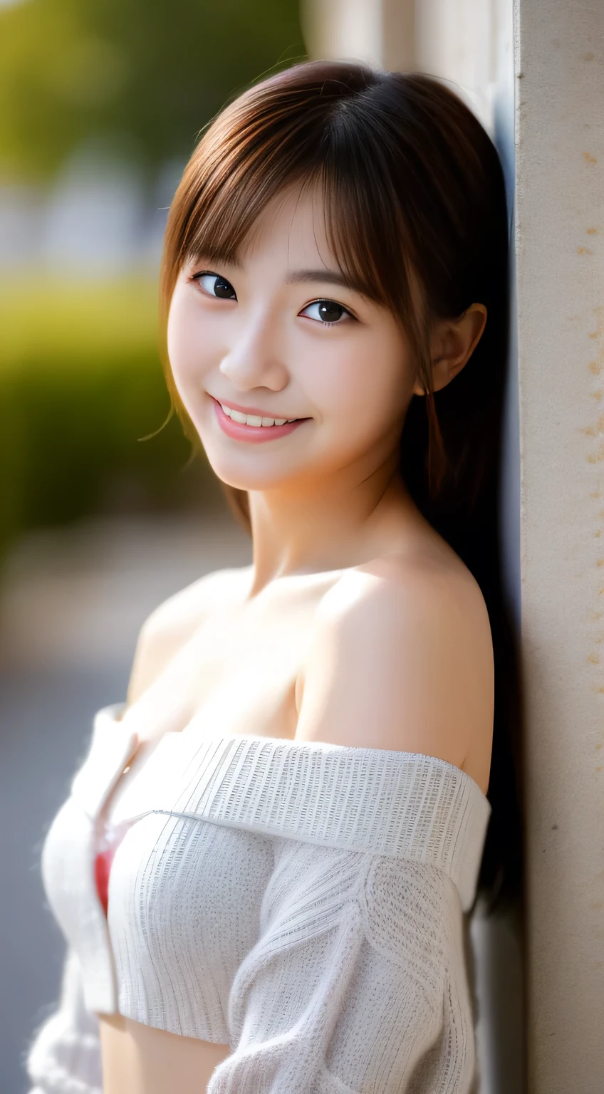 masterpiece,best quality,(Japanese girl),((Beautiful girl)),cleavage,(off shoulder:1.2),(perfect body beauty:1.2),(shy smile),From slightly above