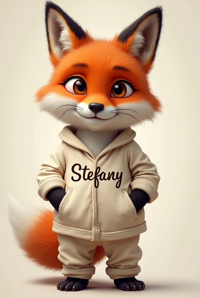 Realistic Fox in pajamas with Stefany printed on it