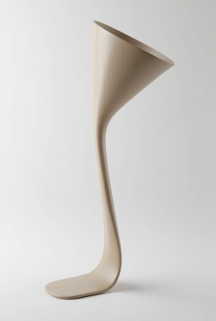Generate an image of a new product which is a long shoe horn which has a size of a cone which is starting narrow and getting wider before narrowing again. So it’s a long shoe horn at one end and on the other side it’s a cone.