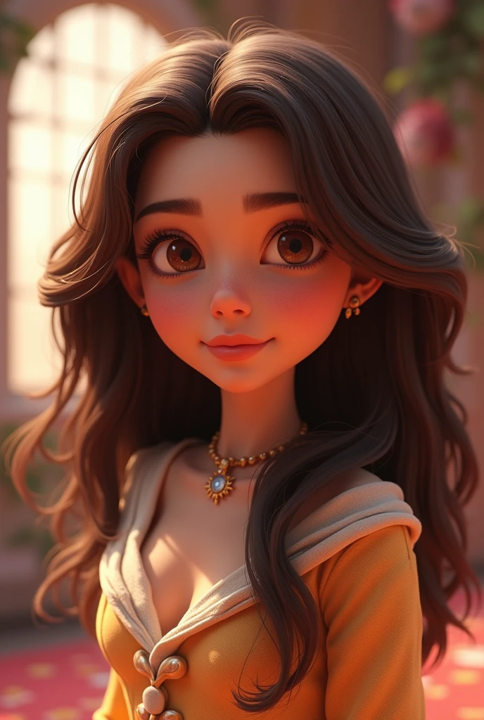 animated woman with brown hair and a narrow forehead