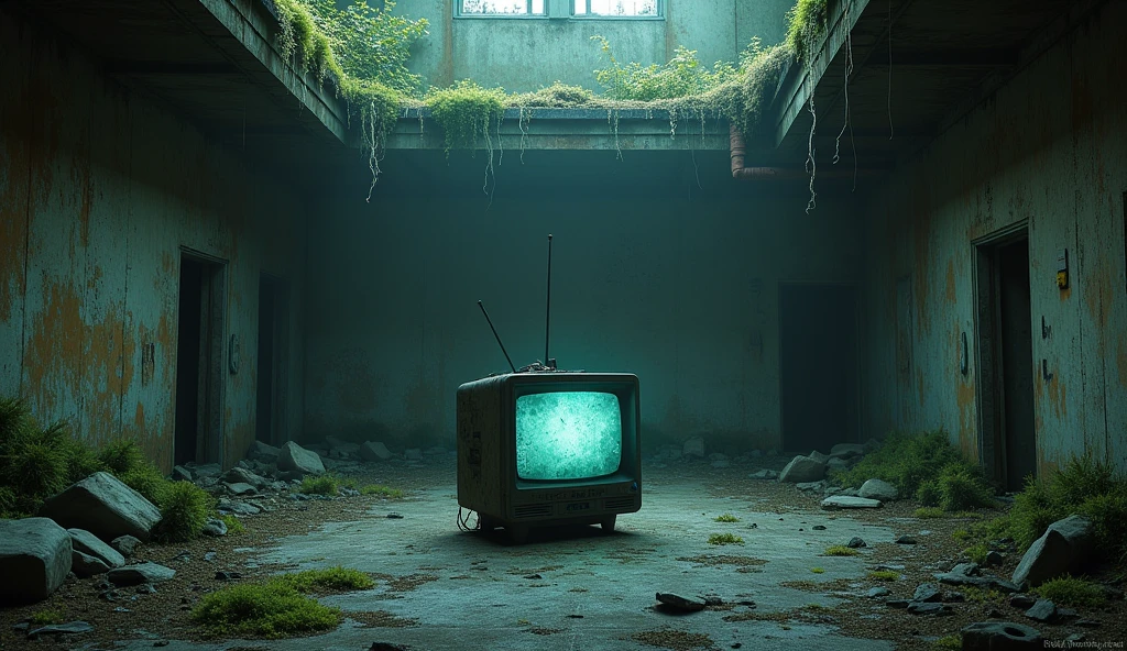 Abandoned building with an old TV