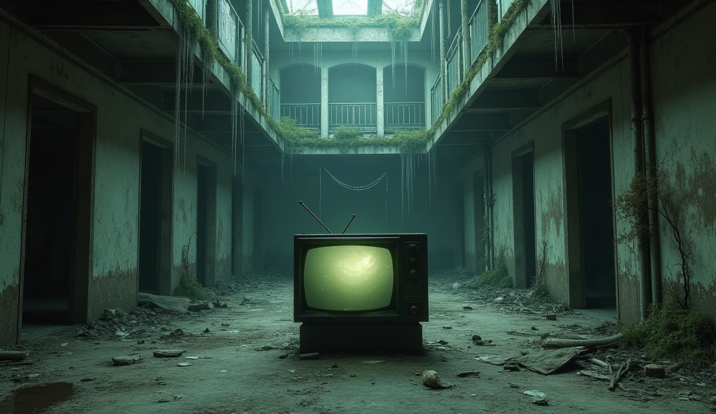 Abandoned building with an old TV