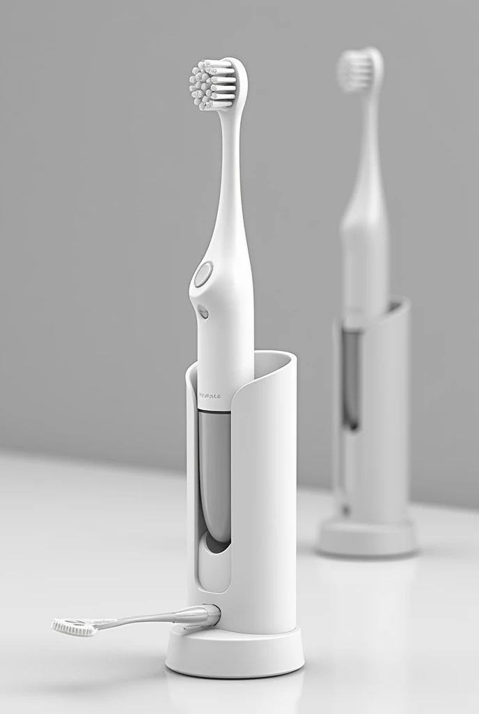 Folder Compartment: At one end of the cylinder, draw a small tube or cartridge. Add a nozzle at the end to dispense the paste.
Dental Floss Compartment: In the center of the cylinder, draw a rectangular or circular compartment that can be removed. Includes a spool and a small blade to cut the thread.
Interchangeable Bristle Compartment: At the other end of the cylinder, draw a detachable section or an interchangeable head. Add slots or snap-in mechanisms for replacement bristles.