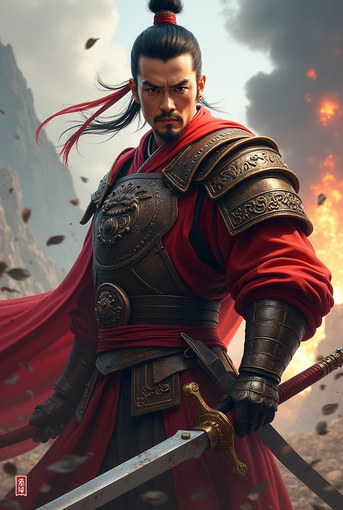 Create a picture of liu shan from honor of kings after a fight