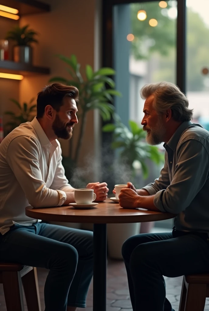 Messi with Pablo Latapi Sarre having coffee