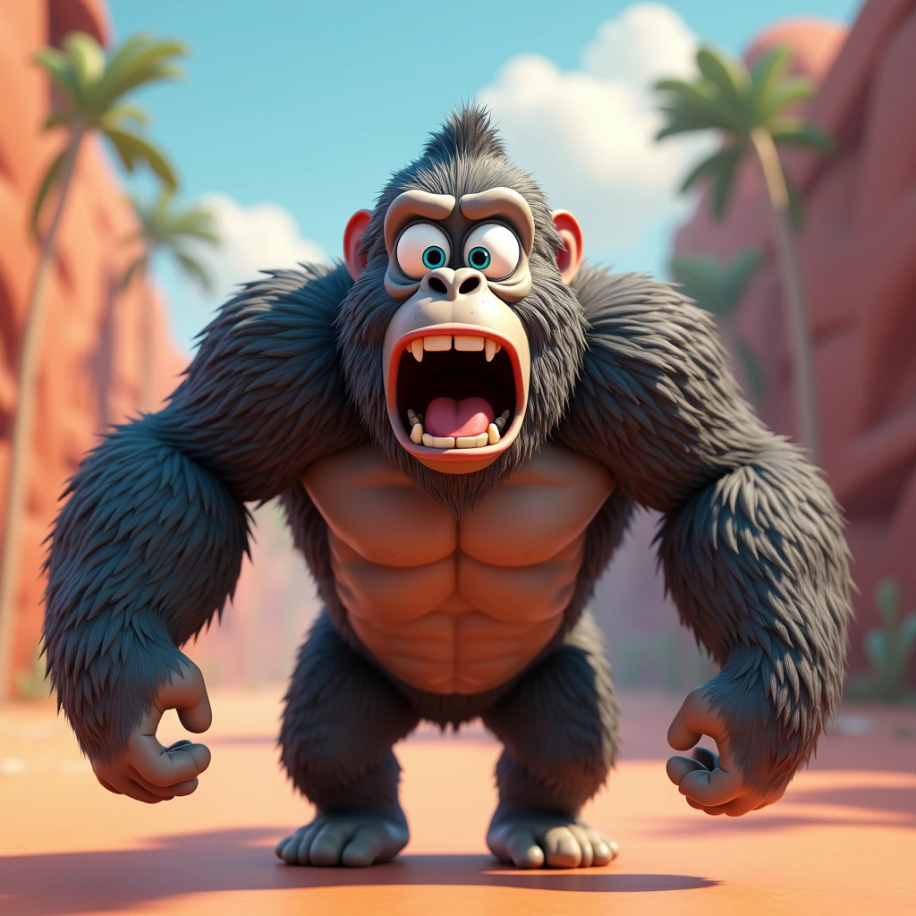 3D Animation、Cartoon、Surprised gorilla、Eyeballs popping out、Tom&Jerry Wind