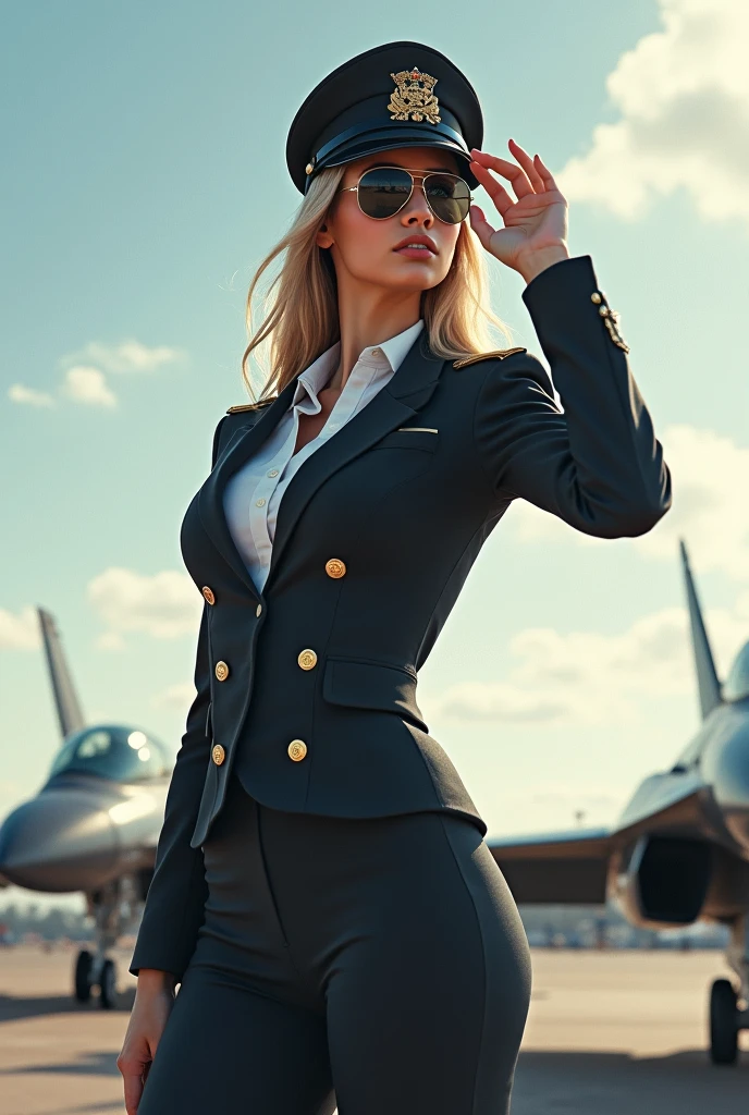 (Photorealism:1.2), beautiful woman, Fighter Jet Signalman