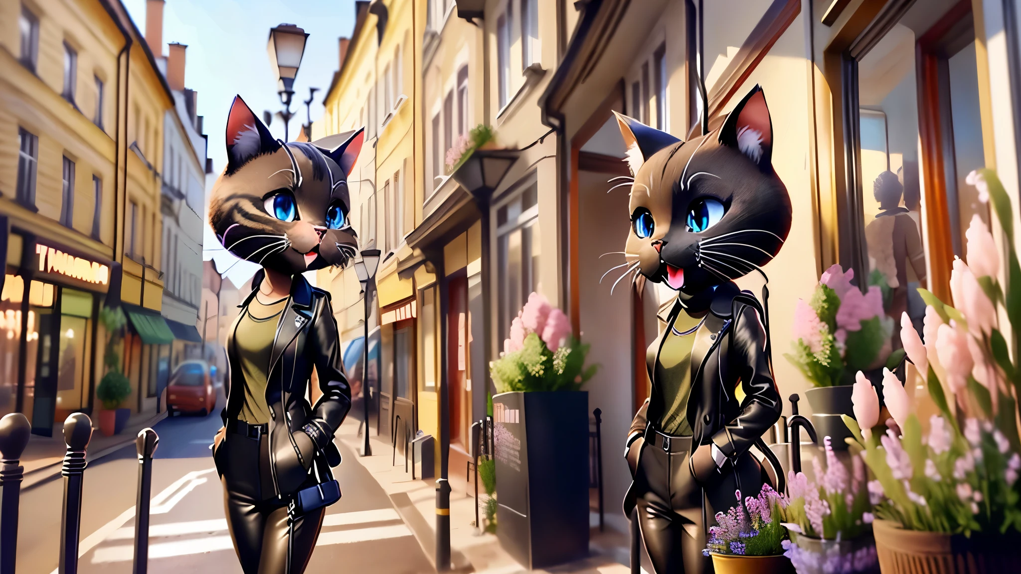 anthropomorphic female cat