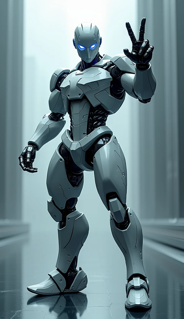  Male human robot poses ✌