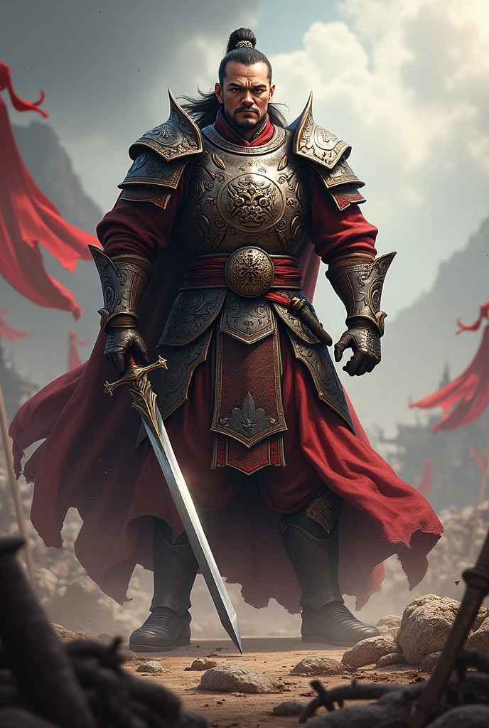 Create an image of the hero Liu Shan from Honor of Kings after a fight
