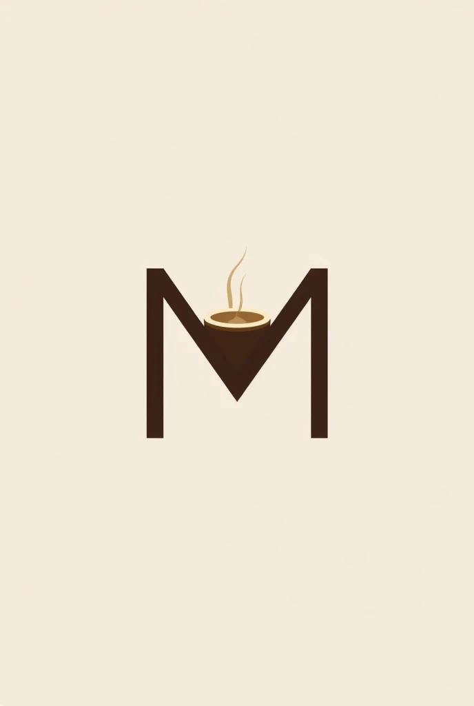 Logo with the letter M in the shape of coffee inside a cup 